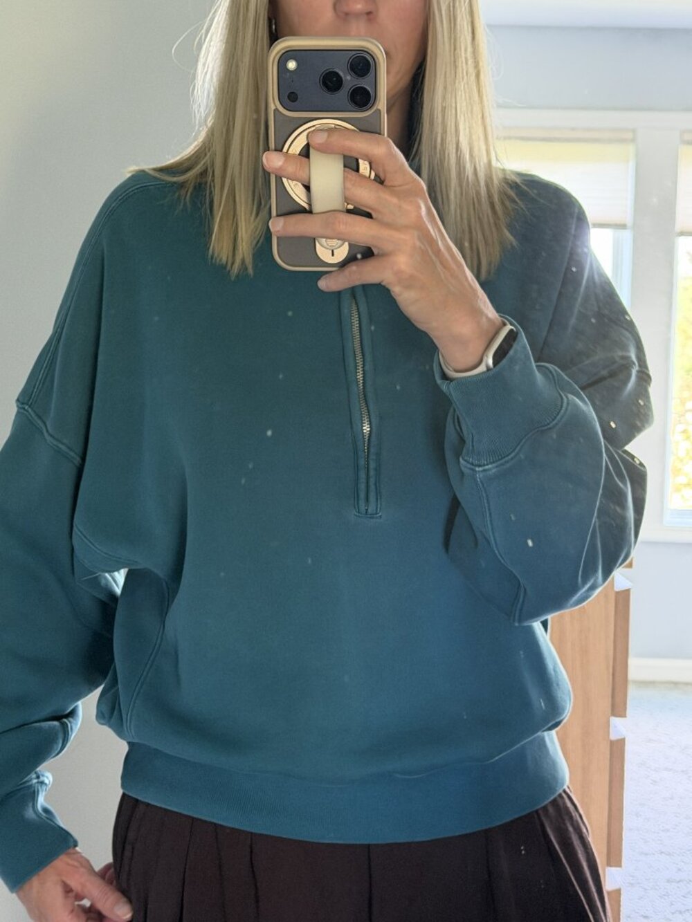 Abercrombie & Fitch Soft A&F Max Teal Half Zip Sweatshirt Large